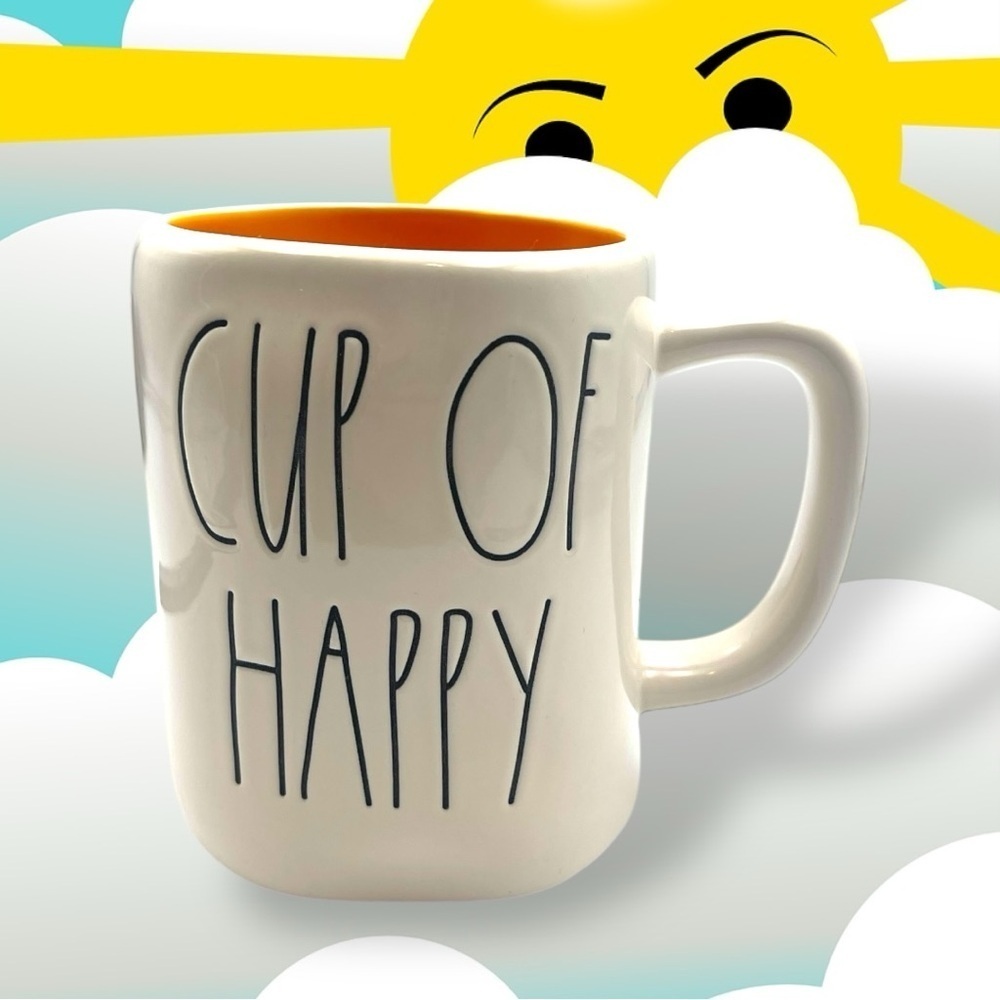 Rae Dunn - Cup of Happy White Yellow Orange Coffee Mug